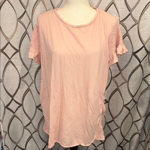 Gap Maternity Top XXL Pink Rouched Short Sleeve Women's Top